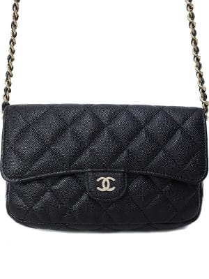 2222258640014 Chanel Tote Caviar Skin Coco Mark Leather Tote Bag Black