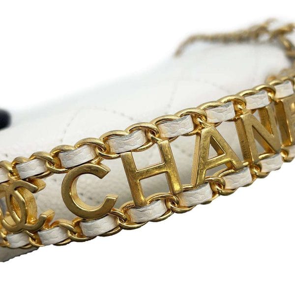 9441095 11 CHANEL Chain Wallet Top CocoMark Caviar Skin White