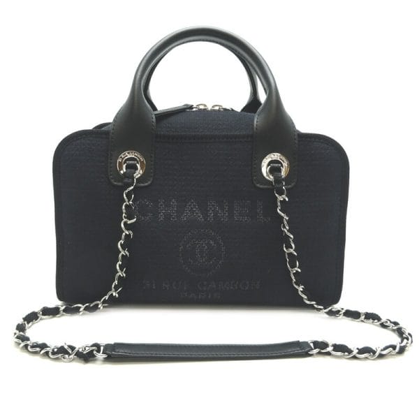 dh79930 1 Chanel Deauville Bowling Handbag Black