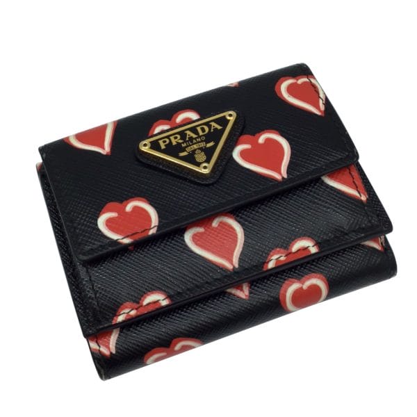 imgrc0092613060 PRADA Trifold Wallet Saffiano Heart Black