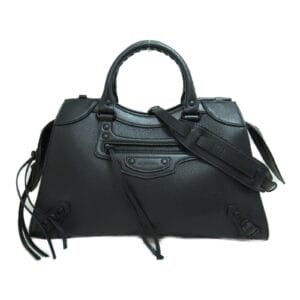 2101217437394 3 Celine Cuile Triomphe Calf Leather Chain Shoulder Bag Black