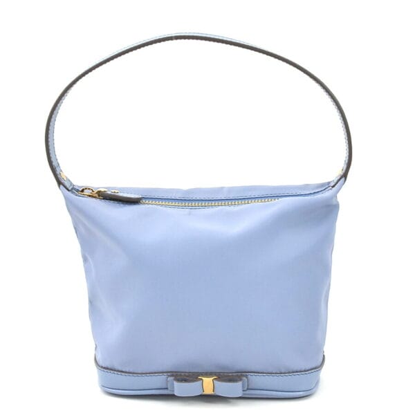 55590g Salvatore Ferragamo Rose Nylon Handbag Blue