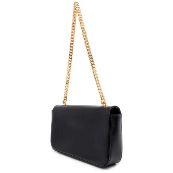 9647732 02 Celine Cuile Triomphe Calf Leather Chain Shoulder Bag Black