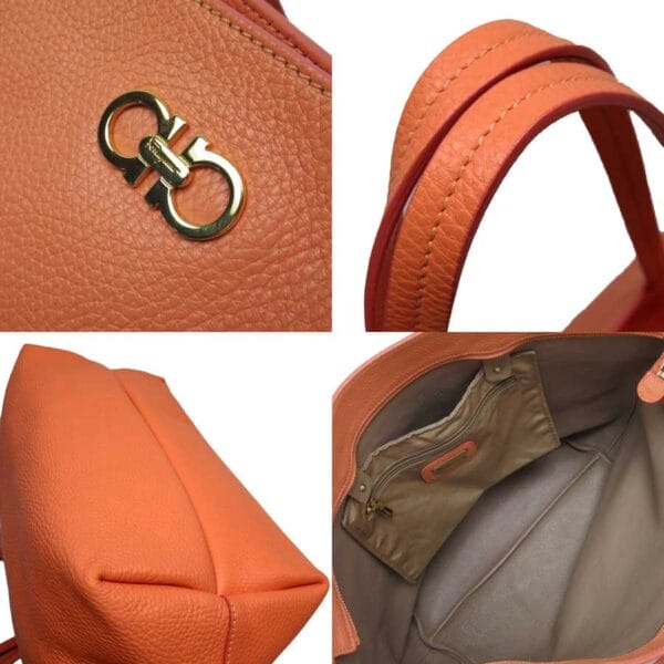 h27624g 1 Ferragamo Gancini Tote Bag Leather Orange